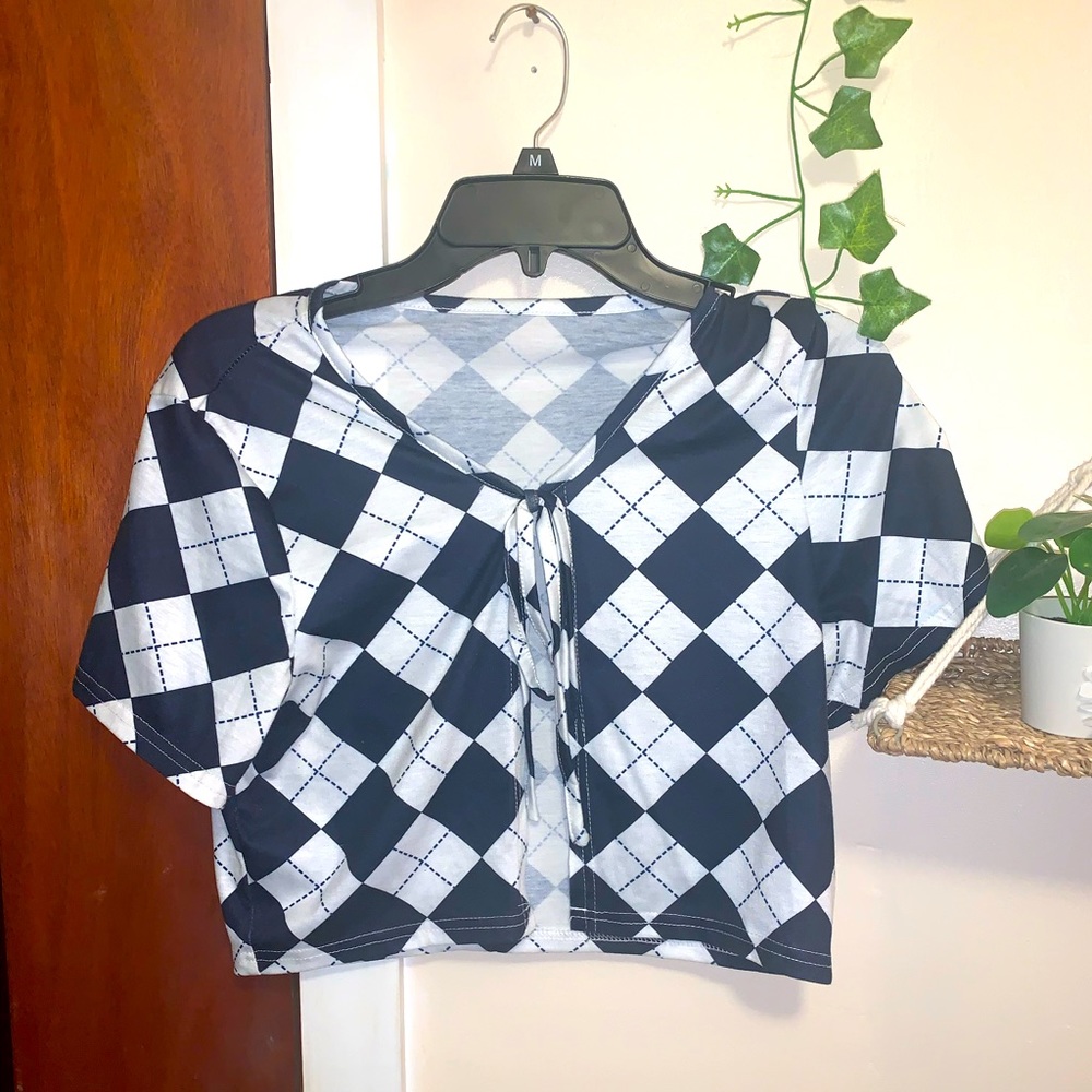 Argyle Tie Front Top